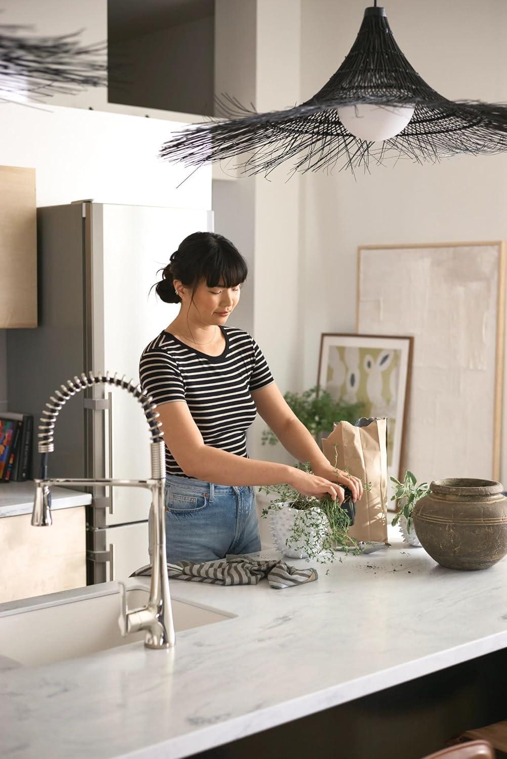 image:imageMoen Sinema Polished Nickel SingleHandle Touchless High Arc Pulldown Kitchen Faucet Spring Kitchen Sink Faucet with Pulldown Sprayer Head and Wave Motion Sensor S5235EWNL