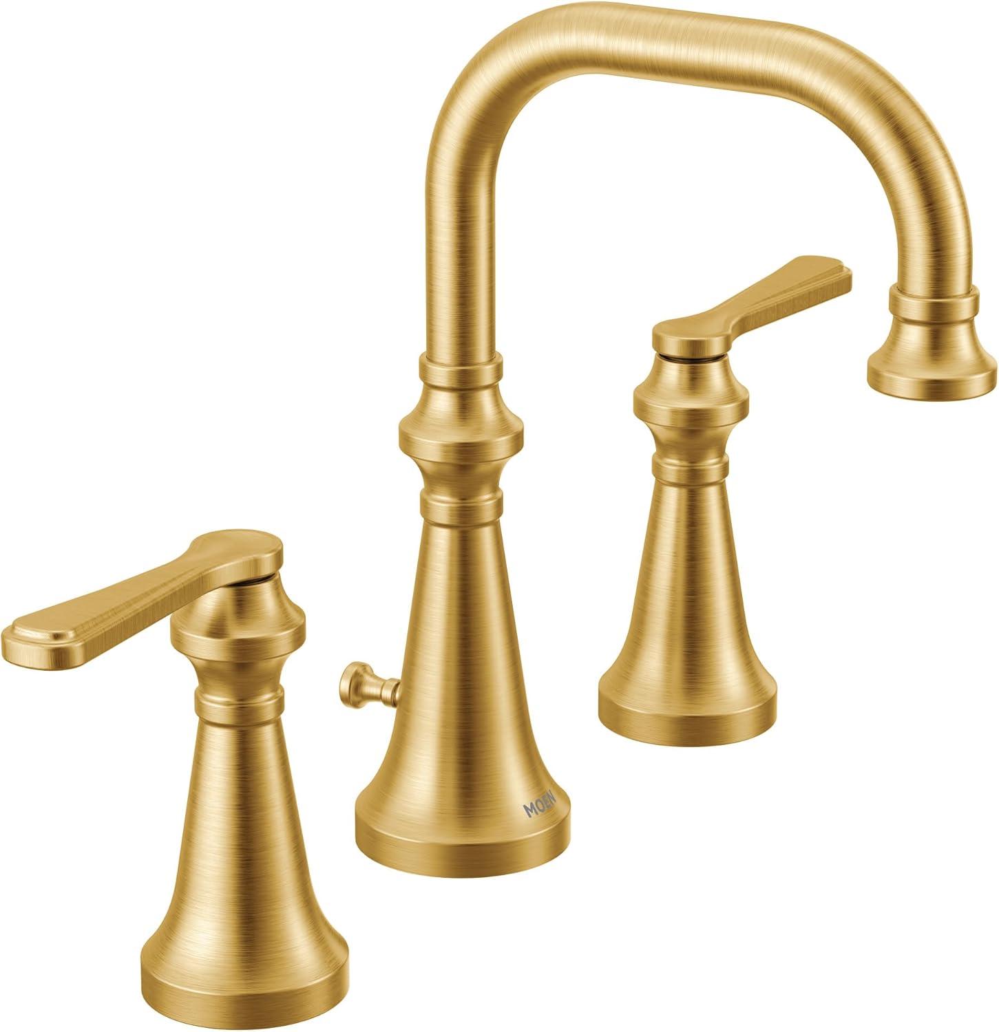 image:imageMoen TS44105BN Colinet Traditional Cross Handle Wall Mount Bathroom Faucet Trim Valve Required Brushed NickelBrushed Gold