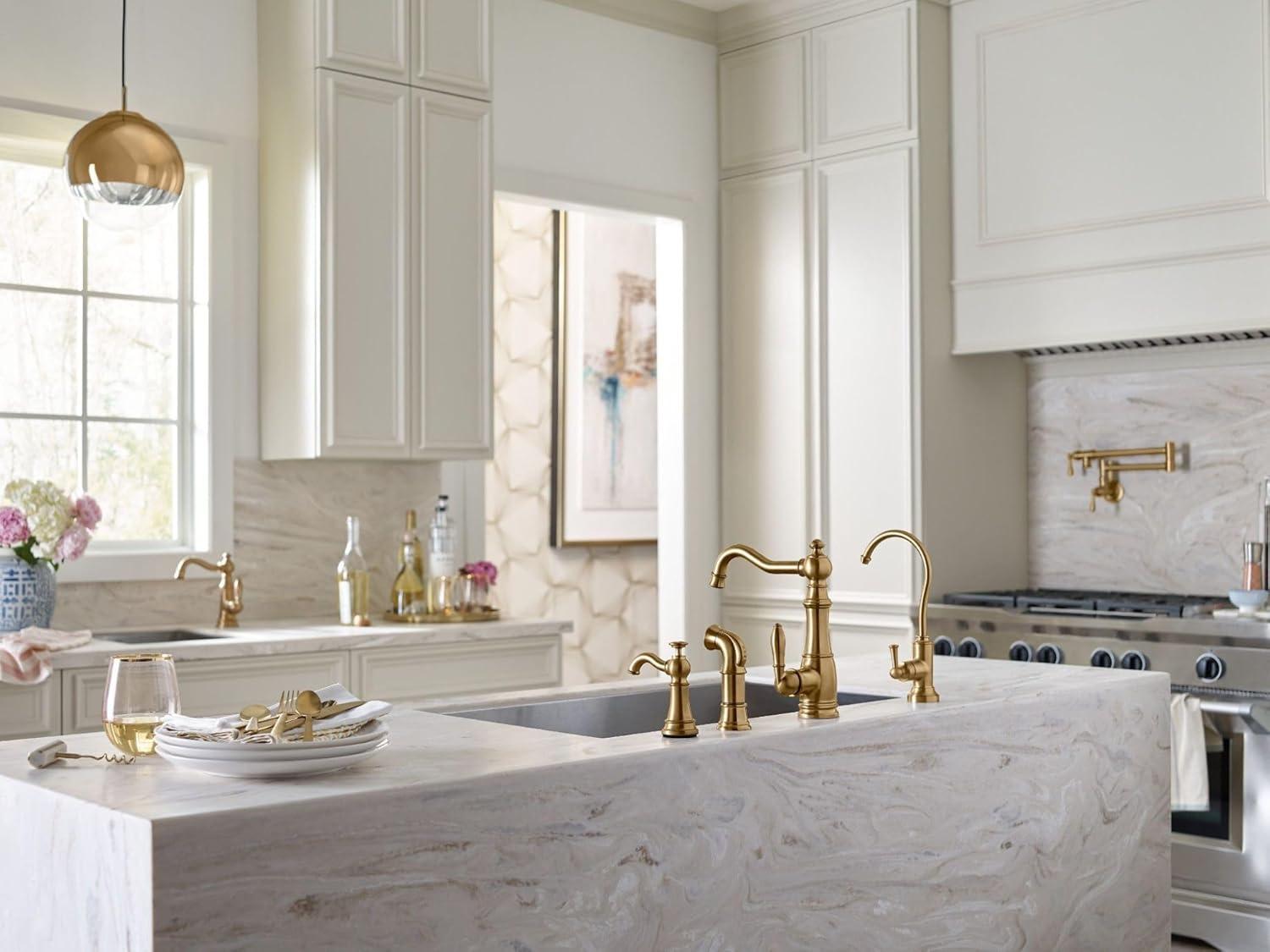 image:imageMoen Traditional Spot Resist Stainelss Wall Mount Swing Arm Folding Pot Filler Kitchen Faucet S664SRSBrushed Gold