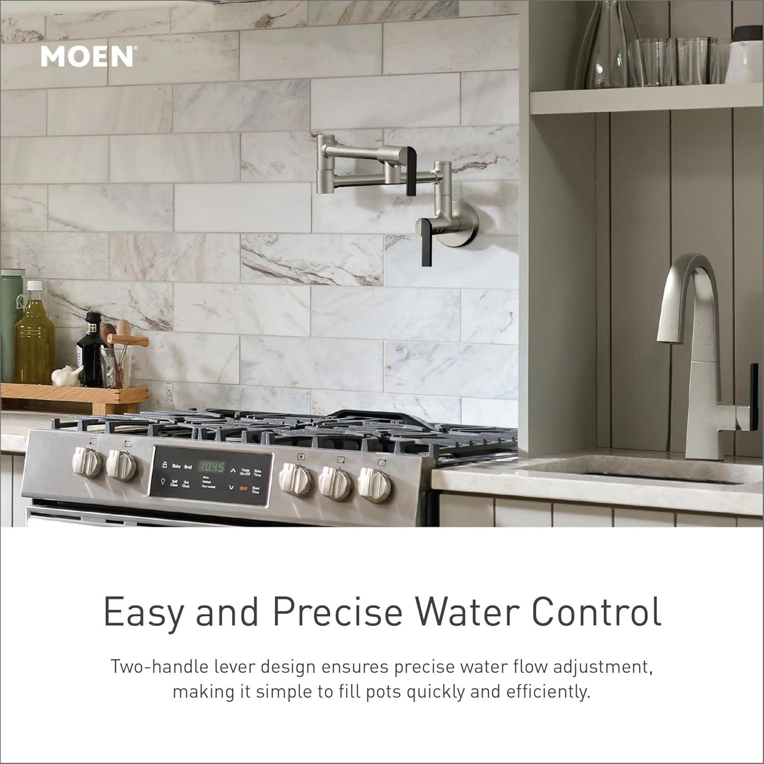 image:imageMoen Traditional Spot Resist Stainelss Wall Mount Swing Arm Folding Pot Filler Kitchen Faucet S664SRSPolished Nickel