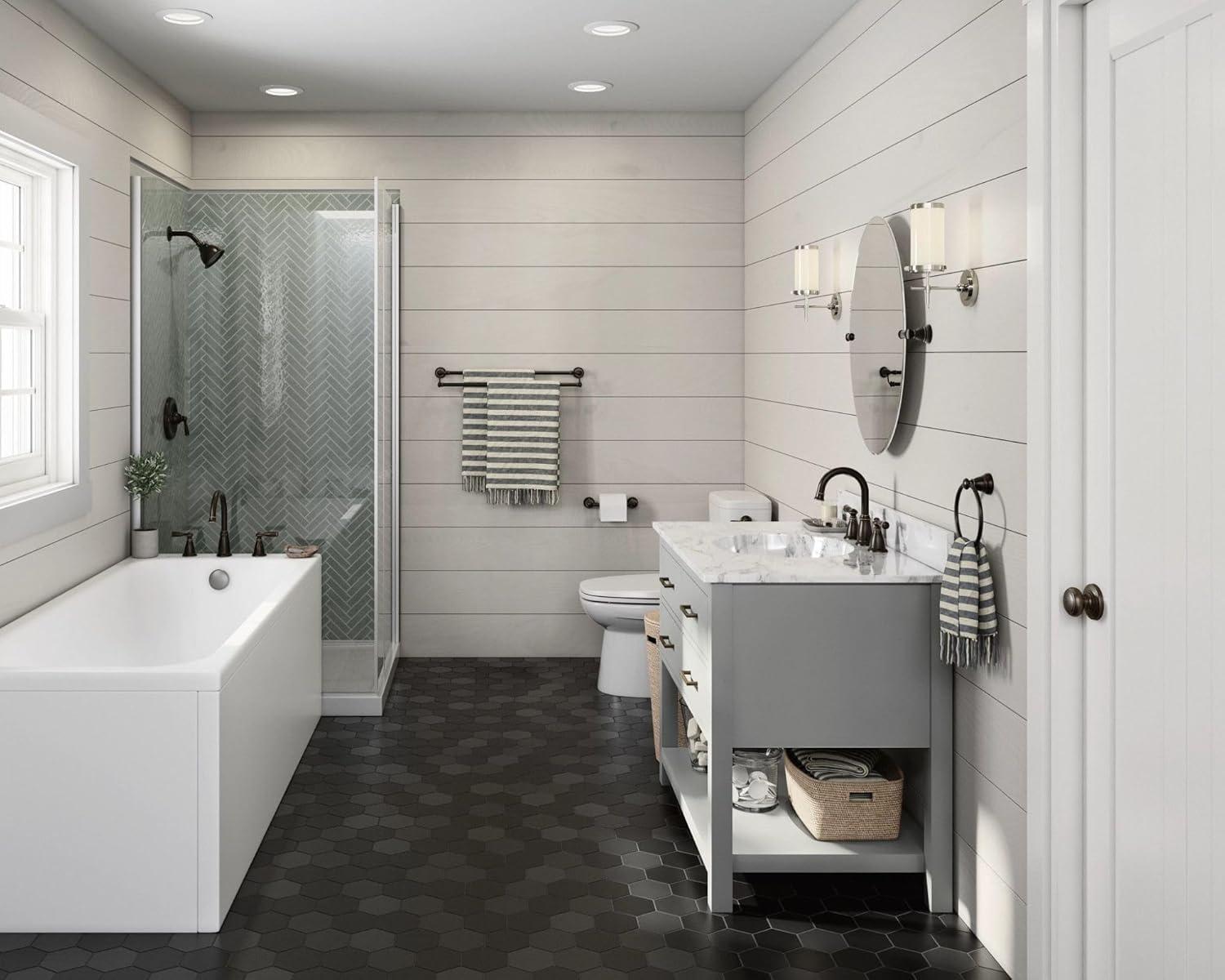 image:imageMoen WS84924SRN TwoHandle High Arc Bathroom Faucet Spot Resist Brushed NickelMediterranean Bronze