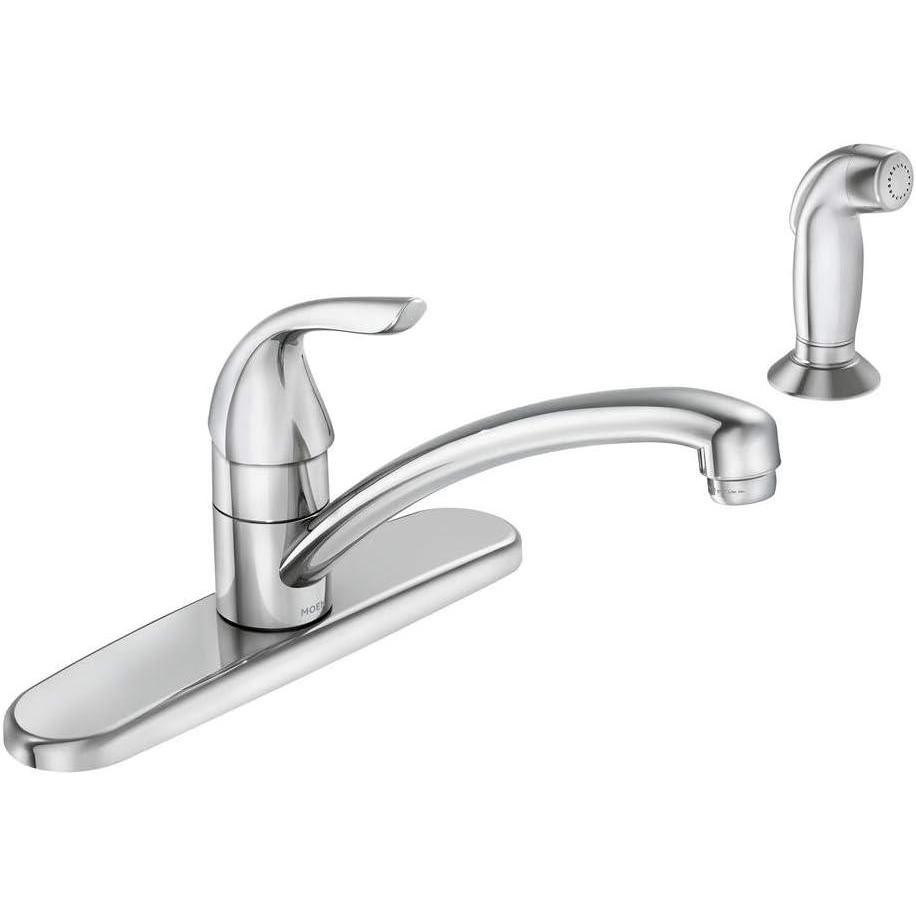 image:imageMOEN Adler SingleHandle Low Arc Standard Kitchen Faucet with Side Sprayer in Chrome
