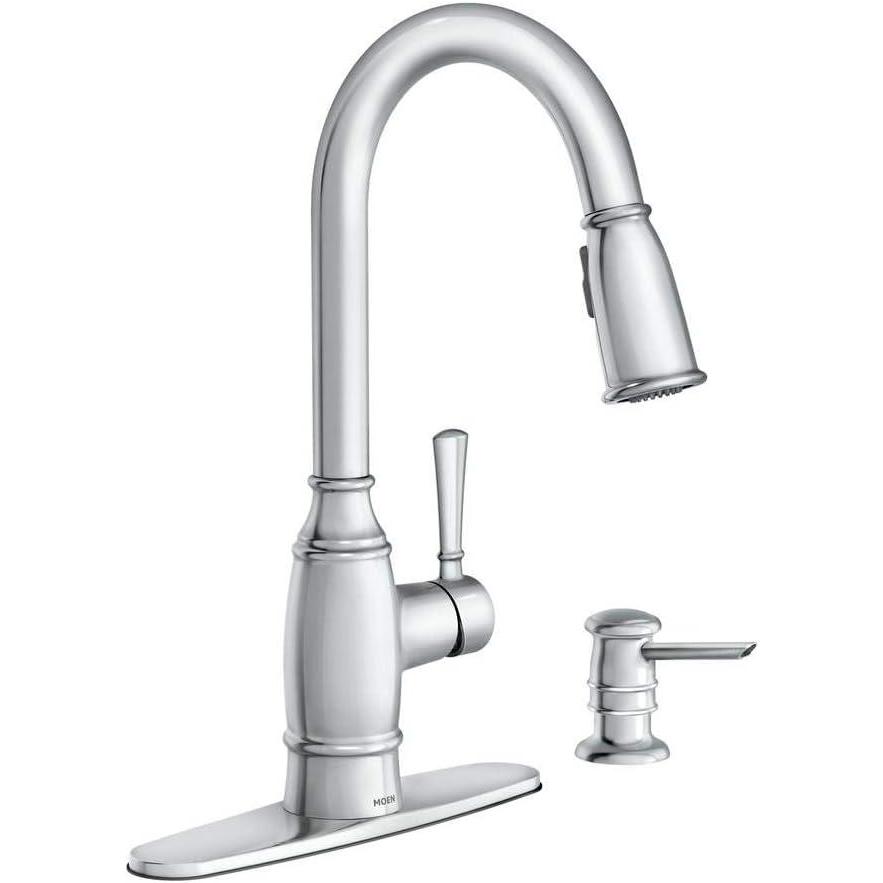 image:imageMOEN Noell SingleHandle PullDown Sprayer Kitchen Faucet with Reflex and Soap Dispenser in Chrome