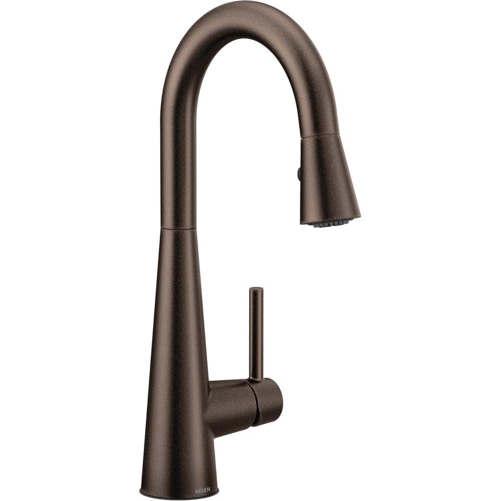 image:imageMoen 7664SRS Sleek OneHandle High Arc Pulldown Bar Faucet Spot Resist StainlessOil Rubbed Bronze