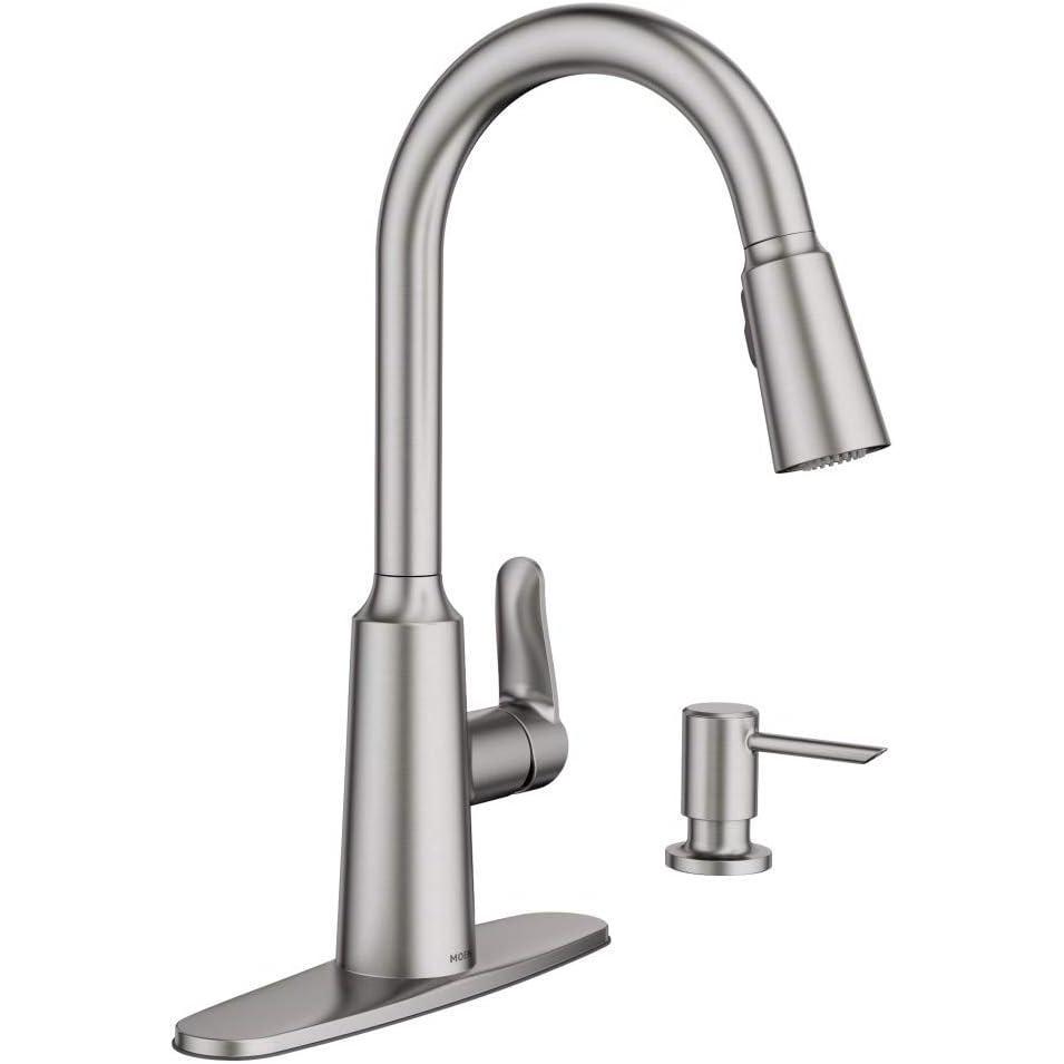 image:imageMoen 87028SRS Edwyn Spot Resist Sta Inless 1Handle Deck Mount Pulldown Kitchen Faucet 75 Stainless Steel