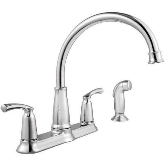 image:imageMoen 87403 Bexley Chrome 2Handle Lever Kitchen Faucet with Sprayer