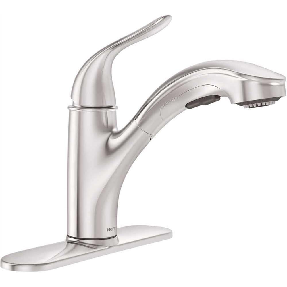 image:imageMoen Brecklyn SingleHandle PullOut Sprayer Kitchen Faucet with Power Clean in Chrome