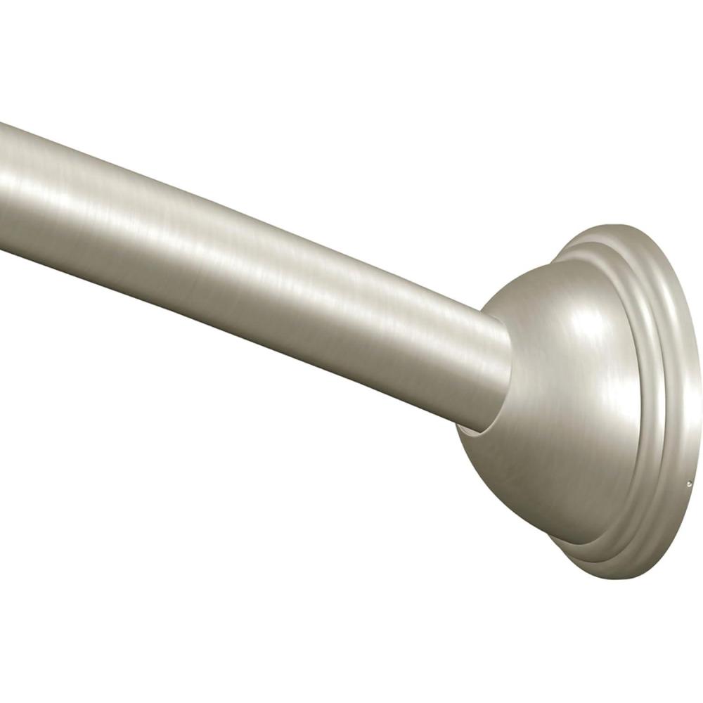 image:imageMoen Curved Adjustable Length Fixed Mount Single Shower Curtain Rod for Bathroom Brushed Nickel Finish CSR2160BNBrushed Nickel