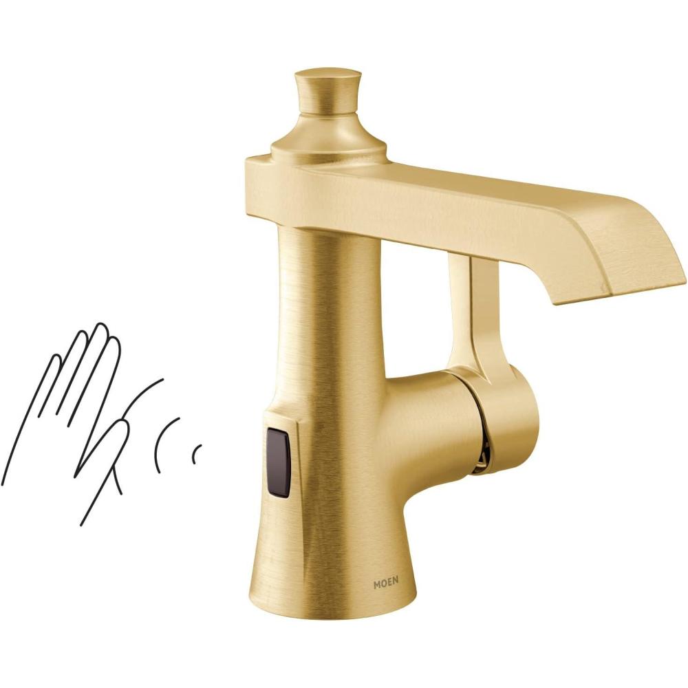 image:imageMoen Flara Brushed Gold Motionsense Wave Touchless Single Handle Bathroom Sink Faucet S6981EWBG
