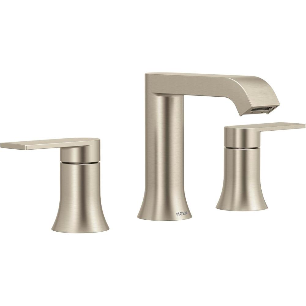 image:imageMoen Genta LX TwoHandle High Arc Widespread Bathroom Sink Faucet for 3Hole Setups Valve Included Brushed Nickel TV6708BN