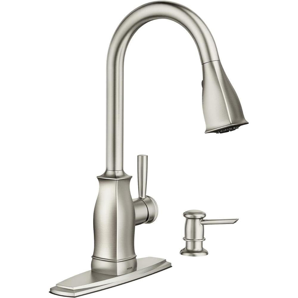 image:imageMoen Hensley Spot Resist Stainless SingleHandle PullDown Sprayer Kitchen Faucet Featuring Reflex 87024MSRS