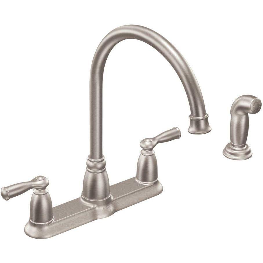 image:imageMoen Inc CA87000SRS Banbury Spot Resist Stainless TwoHandle High Arc Kitchen Faucet