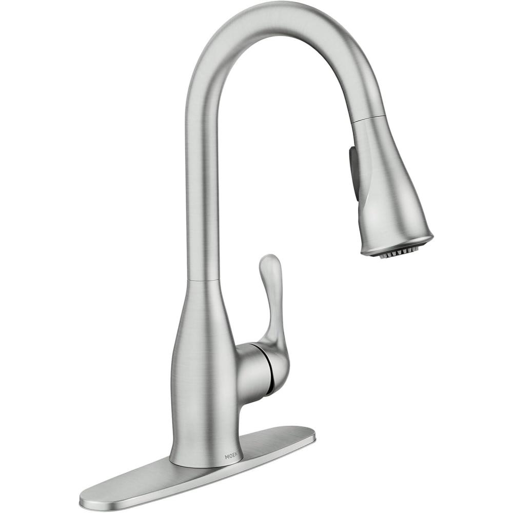 image:imageMoen Kaden Spot Resist Stainless OneHandle Transitional Kitchen Pulldown Faucet with Reflex and Power Clean Spray Technology 87966SRS