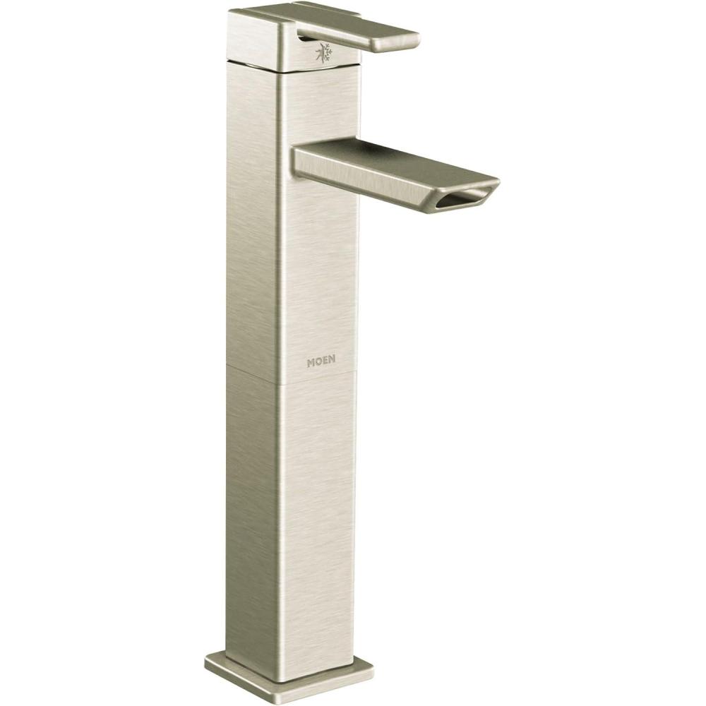image:imageMoen S6711BN 90 Degree One Handle Vessel Sink Modern Bathroom Faucet Brushed NickelBrushed Nickel