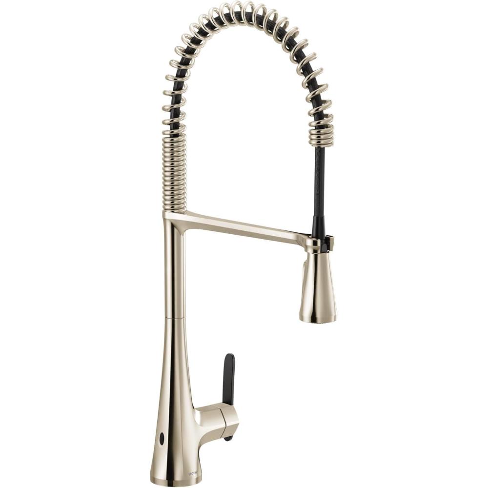 image:imageMoen Sinema Polished Nickel SingleHandle Touchless High Arc Pulldown Kitchen Faucet Spring Kitchen Sink Faucet with Pulldown Sprayer Head and Wave Motion Sensor S5235EWNL