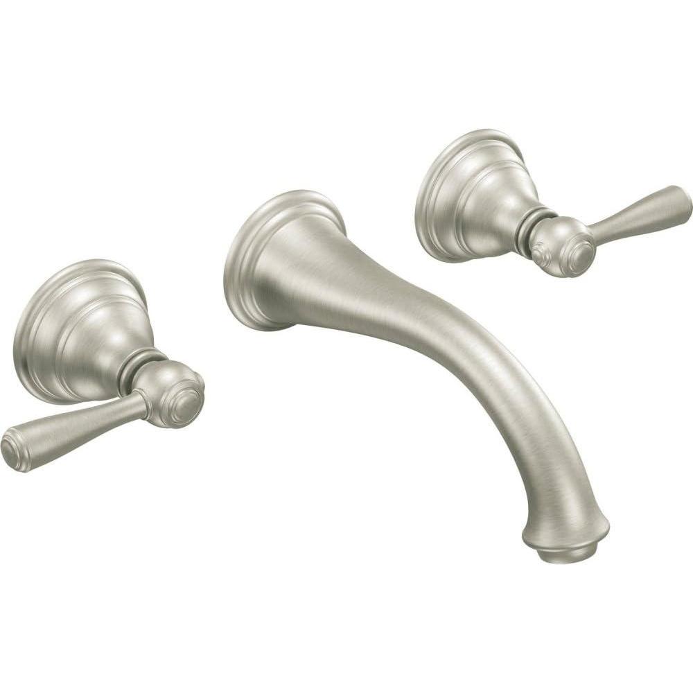 image:imageMoen T6107BN Kingsley TwoHandle Wall Mount Bathroom Faucet Valve Required Brushed NickelBrushed Nickel