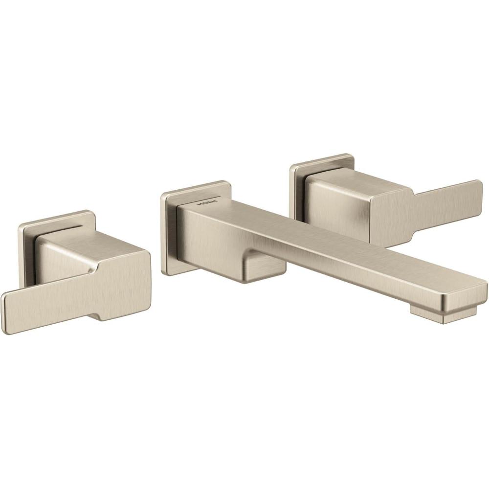 image:imageMoen TS6731BN 90 Degree TwoHandle Wall Mount Bathroom Faucet Trim Valve Required Brushed NickelBrushed Nickel