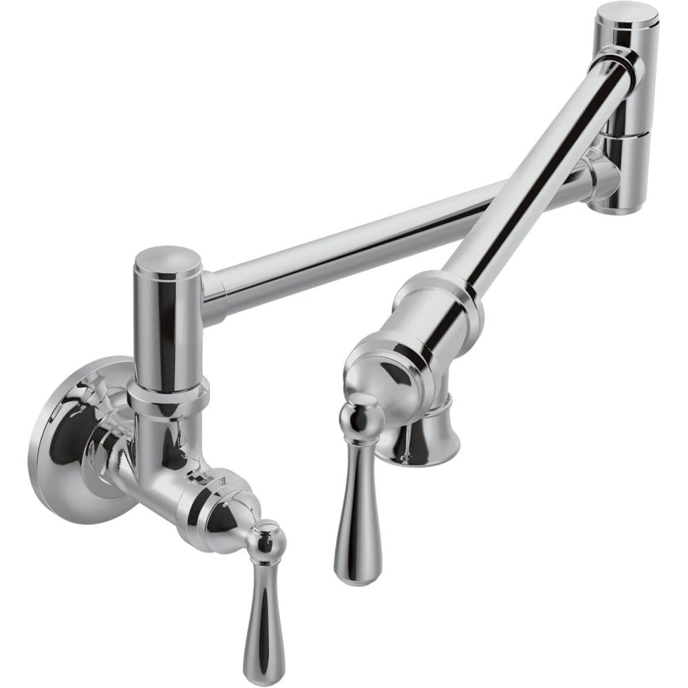 image:imageMoen Traditional Spot Resist Stainelss Wall Mount Swing Arm Folding Pot Filler Kitchen Faucet S664SRSChrome