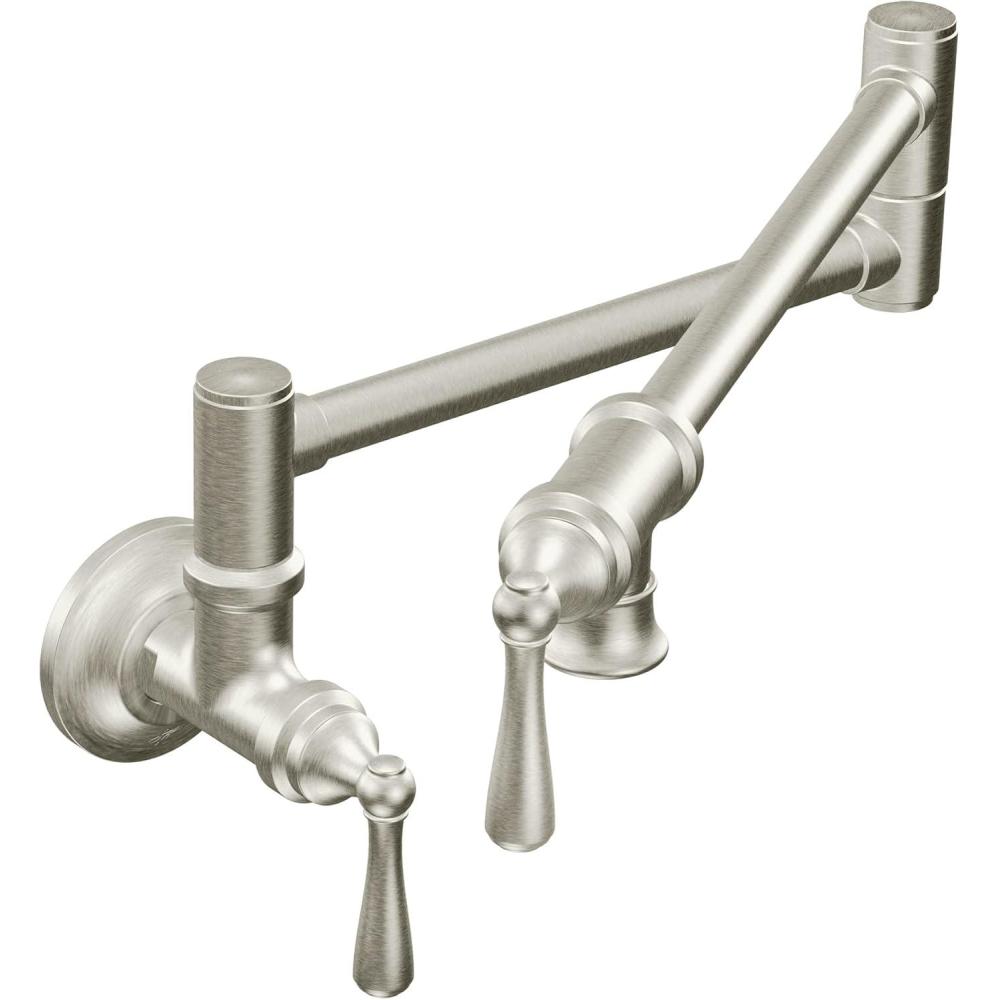 image:imageMoen Traditional Spot Resist Stainelss Wall Mount Swing Arm Folding Pot Filler Kitchen Faucet S664SRSSpot Resist Stainless