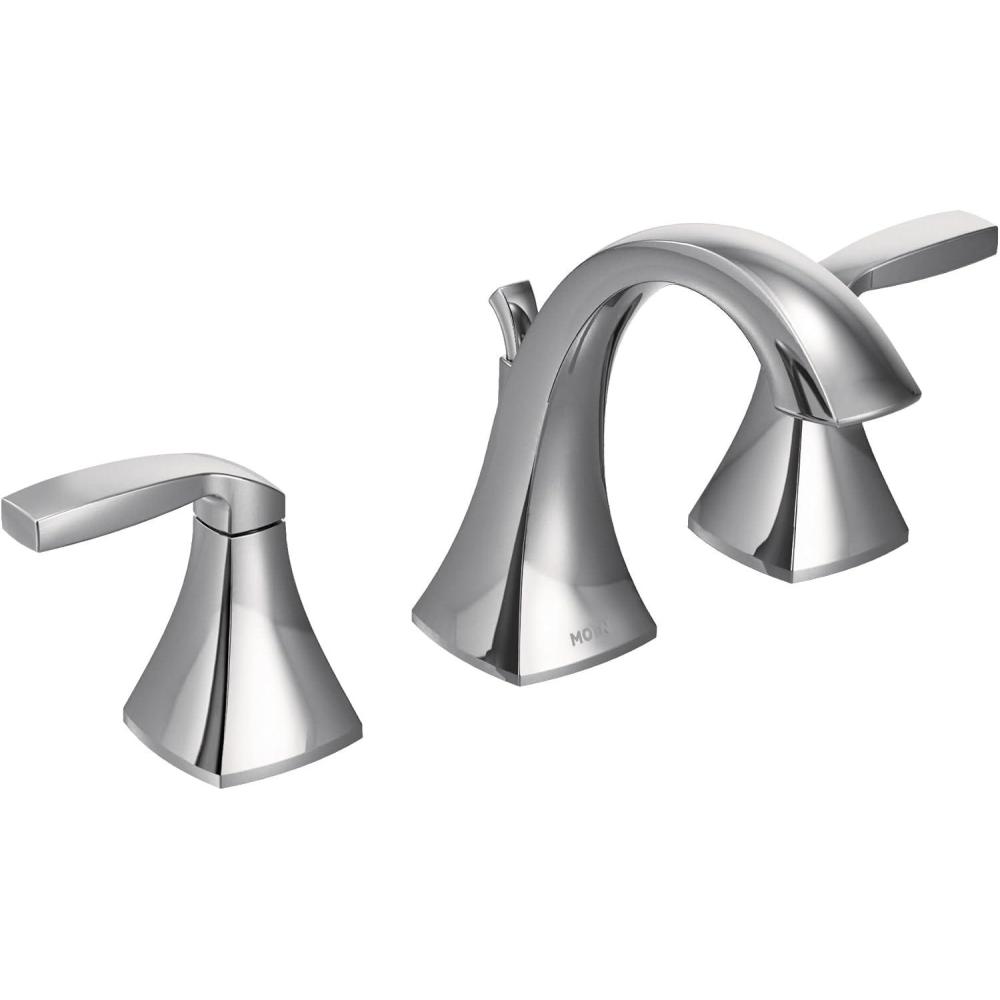 image:imageMoen Voss Brushed Gold Contemporary TwoHandle Widespread Bathroom Sink Faucet Trim Kit for Adjustable 3Hole Installations Valve Required T6905BGChrome