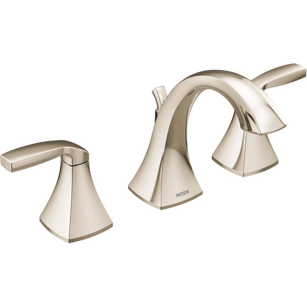 image:imageMoen Voss Brushed Gold Contemporary TwoHandle Widespread Bathroom Sink Faucet Trim Kit for Adjustable 3Hole Installations Valve Required T6905BGPolished Nickel