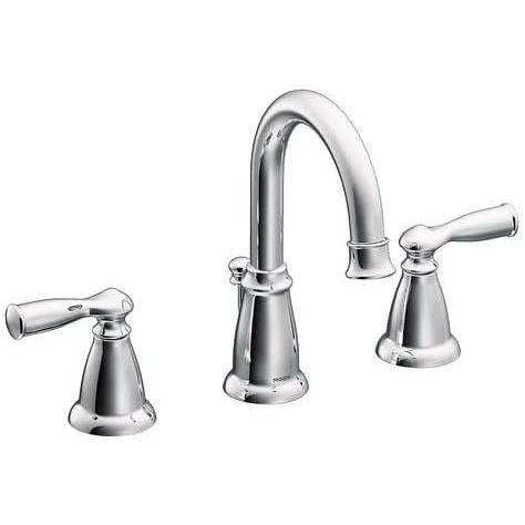image:imageMoen WS84924SRN TwoHandle High Arc Bathroom Faucet Spot Resist Brushed NickelChrome