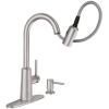 Moen 87066SRS Pullout Spray High-Arc Kitchen Faucet with Soap Dispenser from The Nori Collection, Spot Resist Stainless