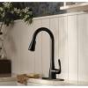 Moen 87912BL Georgene Matte Black Single Handle High-Arc Kitchen Faucet with Sprayer Function (Deck Plate Included)