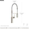 Moen Inara Chrome Pulldown Kitchen Faucet with Power Boost, Modern Kitchen Faucet, One-Handle High Arc, Easy Installation, 87463(Stainless Steel)