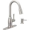 MOEN Noell Single-Handle Pull-Down Sprayer Kitchen Faucet with Reflex and Soap Dispenser in Spot Resist Stainless