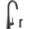 Moen 7870BL Sleek One-Handle High Arc Kitchen Faucet with Side Spray, Black Matte