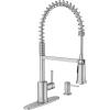 Moen 87194SRS Indi Single-Handle Pre-Rinse Spring Pulldown Sprayer Kitchen Faucet with Power Clean in Spot Resist Stainless (Soap Dispenser and Deck Plate Included)