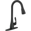 Moen 87912BL Georgene Matte Black Single Handle High-Arc Kitchen Faucet with Sprayer Function (Deck Plate Included)
