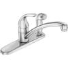 Moen Adler Single-Handle Low ARC Kitchen Faucet in Chrome with in Deck Side Sprayer and Tool
