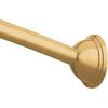 Moen Curved Adjustable Length Fixed Mount Single Shower Curtain Rod for Bathroom, Brushed Nickel Finish, CSR2160BN(Brushed Gold)