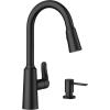 Moen Edwyn 87028BL Matte Black 1-Handle Deck-Mount Pull-Down Handle Kitchen Faucet (Deck Plate Included)