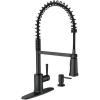 Moen Indi Single-Handle Pre-Rinse Spring Pulldown Sprayer Kitchen Faucet with Power Clean in Matte Black