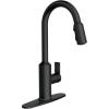 Moen Meena One Handle Kitchen Faucet with Pull Down Sprayer, High Arc Kitchen Sink Faucet Featuring Reflex System and Duralock Quick Connect, Matte Black, 87270BL