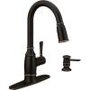 Moen Noell Mediterranean Bronze Pull‑Down Kitchen Faucet with Soap Dispenser, Featuring Power Clean and a Reflex Docking System, 87791BRB