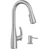 Moen Reyes Stainless Pulldown Kitchen Faucet with Soap Dispenser and Power Boost, Transitional Kitchen Faucet, One-Handle High Arc, Easy Installation, Spot Resist Finish, 87932SRS(Spot Resist Stainless)
