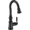 Moen S53004ORB Weymouth Shepherd’s Hook Pulldown Kitchen Bar Faucet Featuring Metal Wand with Power Clean, Oil-Rubbed Bronze(Matte Black)