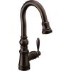 Moen S53004ORB Weymouth Shepherd’s Hook Pulldown Kitchen Bar Faucet Featuring Metal Wand with Power Clean, Oil-Rubbed Bronze(Oil Rubbed Bronze)