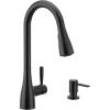 Moen Shoreway Single Handle Pull-Down Kitchen Faucet with Power Clean, Soap Dispenser and Reflex, Spot Resist Stainless, 87236SRS(Black)
