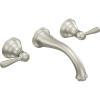 Moen T6107BN Kingsley Two-Handle Wall Mount Bathroom Faucet, Valve Required, Brushed Nickel(Brushed Nickel)