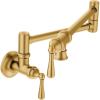 Moen Traditional Spot Resist Stainelss Wall Mount Swing Arm Folding Pot Filler Kitchen Faucet, S664SRS(Brushed Gold)