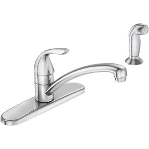 MOEN Adler Single-Handle Low Arc Standard Kitchen Faucet with Side Sprayer in Chrome