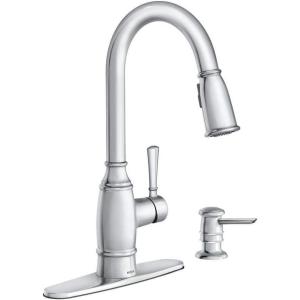 MOEN Noell Single-Handle Pull-Down Sprayer Kitchen Faucet with Reflex and Soap Dispenser in Chrome