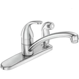 Moen 7345002 Chrome 1-Handle Low-Arc Kitchen Faucet with Side Spray