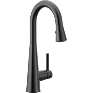 Moen 7664SRS Sleek One-Handle High Arc Pulldown Bar Faucet, Spot Resist Stainless(Matte Black)