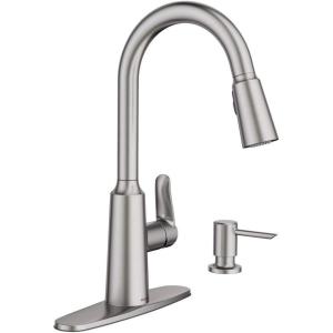 Moen 87028SRS Edwyn Spot Resist Sta Inless 1Handle Deck Mount Pulldown Kitchen Faucet, 7.5, Stainless Steel